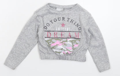 Matalan Girls Grey   Pullover Jumper Size 4 Years