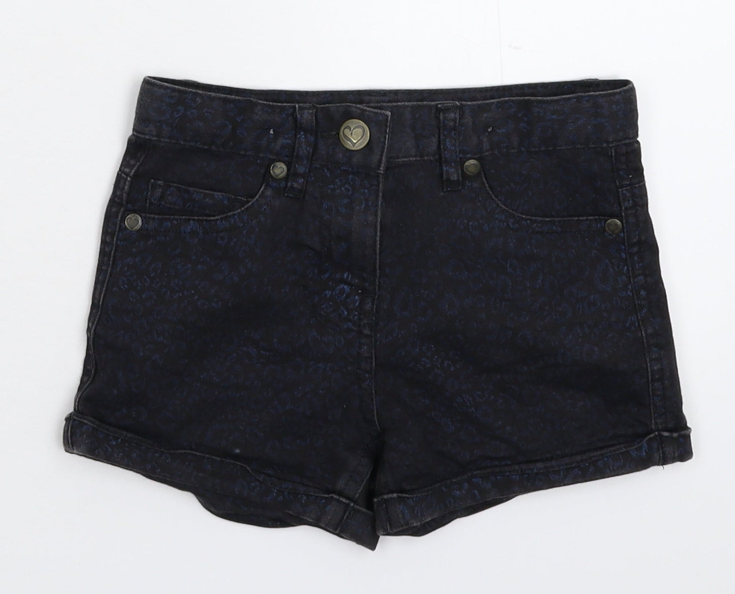 George Girls Blue Animal Print Denim Hot Pants Shorts Size 4-5 Years