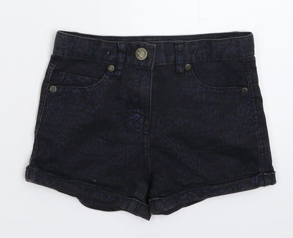 George Girls Blue Animal Print Denim Hot Pants Shorts Size 4-5 Years