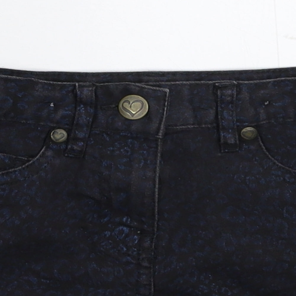 George Girls Blue Animal Print Denim Hot Pants Shorts Size 4-5 Years