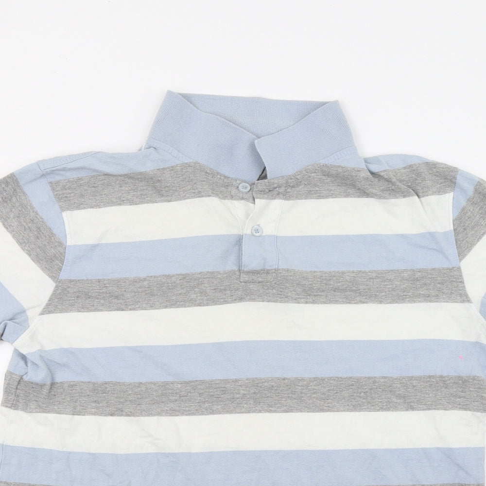 Ceader wood state Mens Blue Striped   Polo Size M