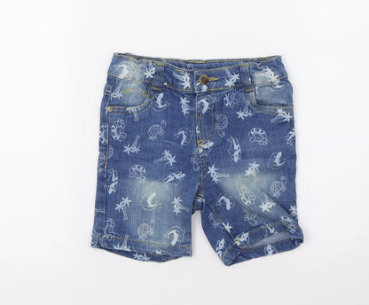 So cute Boys Blue  Denim Bermuda Shorts Size 2 Years - Whale Print