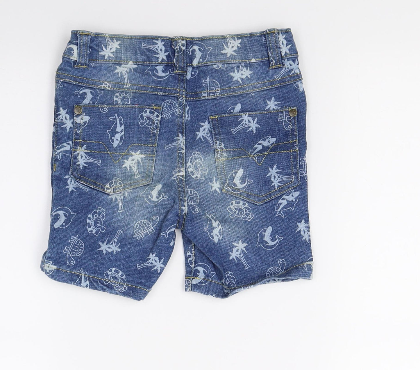 So cute Boys Blue  Denim Bermuda Shorts Size 2 Years - Whale Print