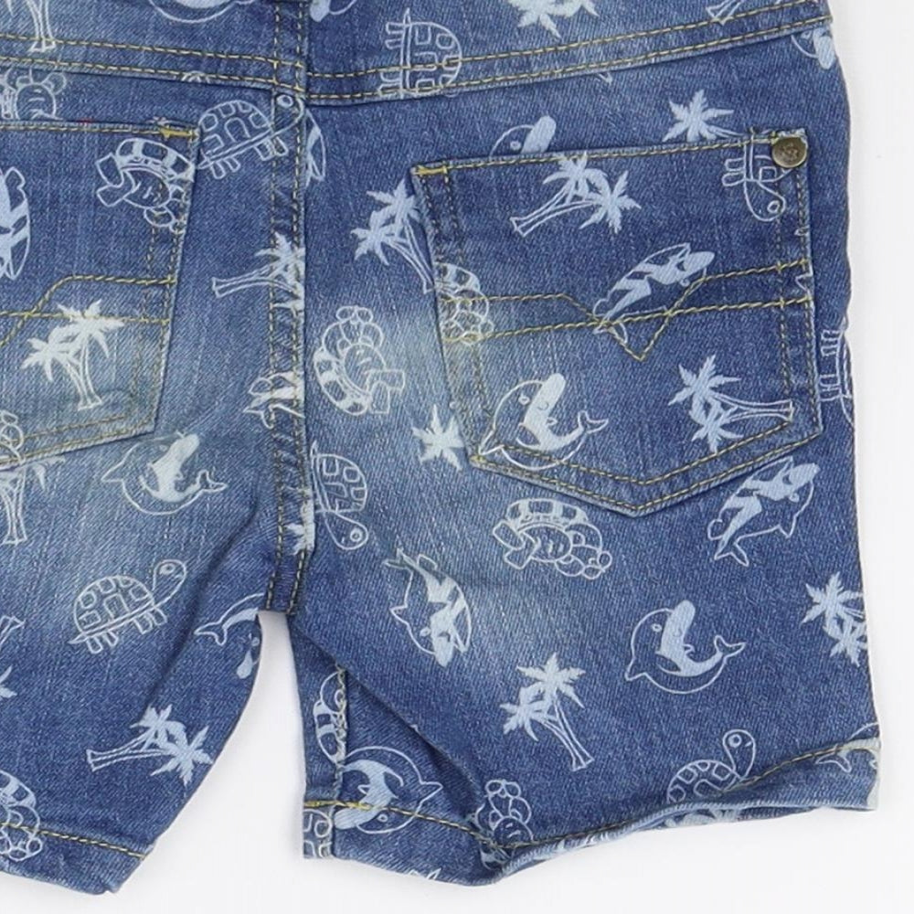 So cute Boys Blue  Denim Bermuda Shorts Size 2 Years - Whale Print