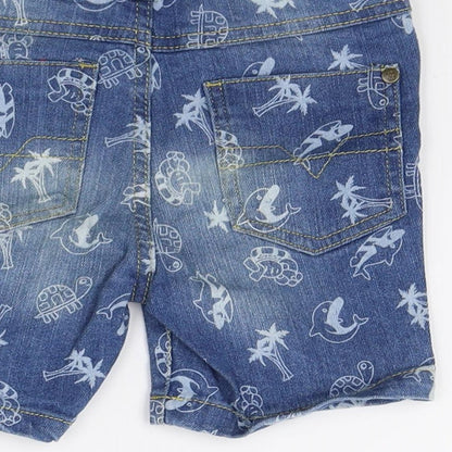 So cute Boys Blue  Denim Bermuda Shorts Size 2 Years - Whale Print
