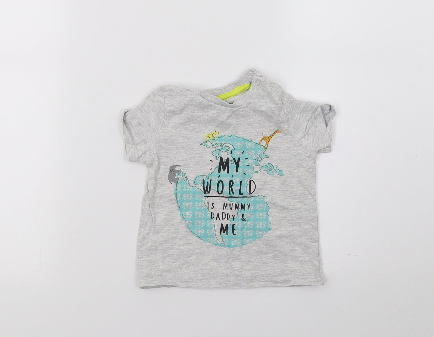 F&F Baby Grey  Jersey Basic T-Shirt Size 6-9 Months