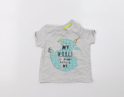 F&F Baby Grey  Jersey Basic T-Shirt Size 6-9 Months