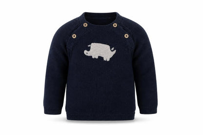 Front view of Tue Baby Blue Knit jumper, size 3-6, Months