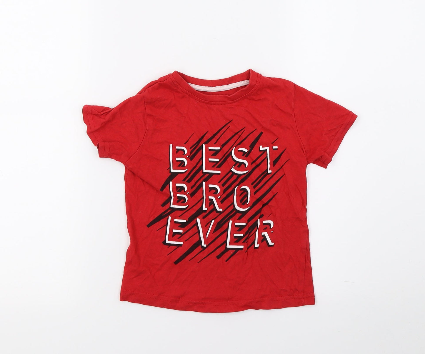 Primark Boys Red  Jersey Basic T-Shirt Size 2-3 Years  - Best Bro Ever