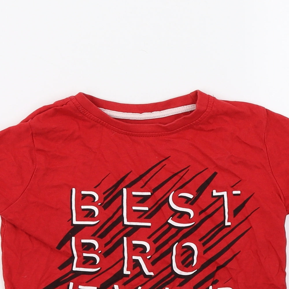Primark Boys Red  Jersey Basic T-Shirt Size 2-3 Years  - Best Bro Ever