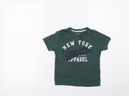 Primark Boys Green   Basic T-Shirt Size 3-4 Years  - New York