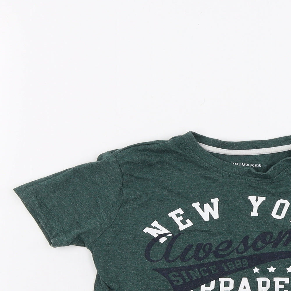 Primark Boys Green   Basic T-Shirt Size 3-4 Years  - New York