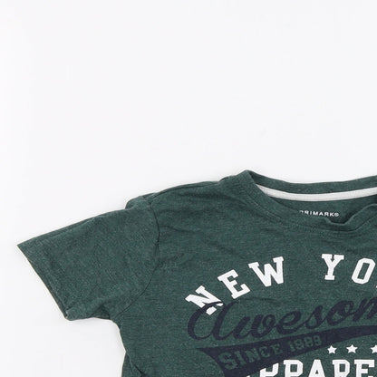 Primark Boys Green   Basic T-Shirt Size 3-4 Years  - New York