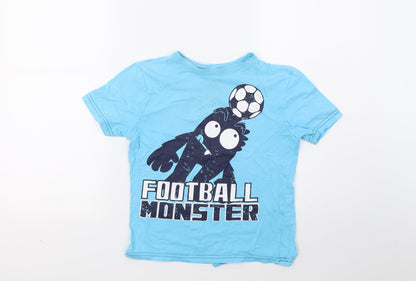 Primark Boys Blue  Jersey Basic T-Shirt Size 6-7 Years  - football