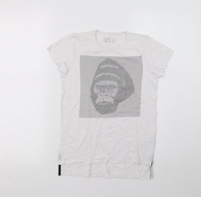 NEXT Girls White   Tunic T-Shirt Size 7-8 Years  - Monkey Face