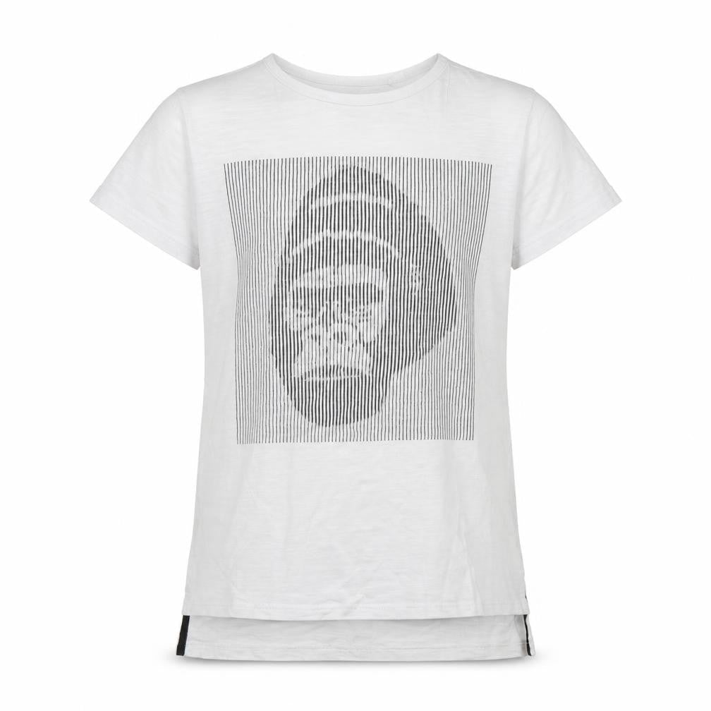Front view of Next girls’ white tunic t-shirt, size 7-8, years - monkey face