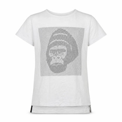 Front view of Next girls’ white tunic t-shirt, size 7-8, years - monkey face