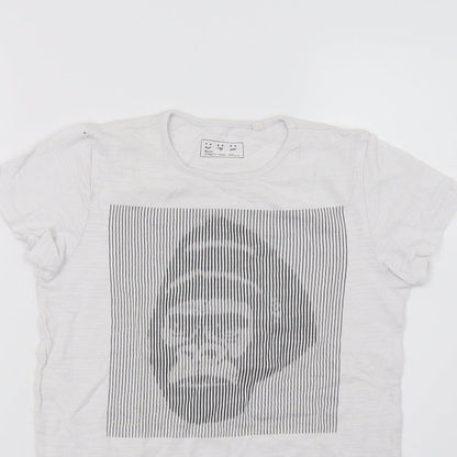 NEXT Girls White   Tunic T-Shirt Size 7-8 Years  - Monkey Face