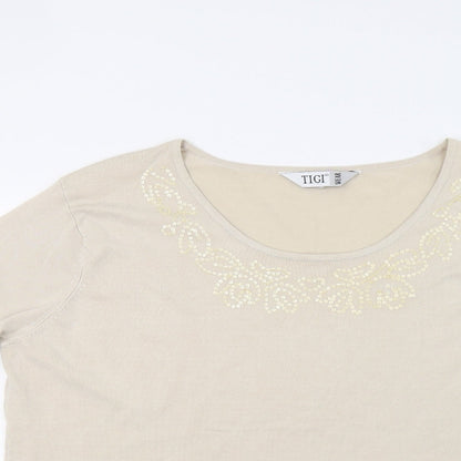 TIGI Womens Beige   Pullover Jumper Size XL
