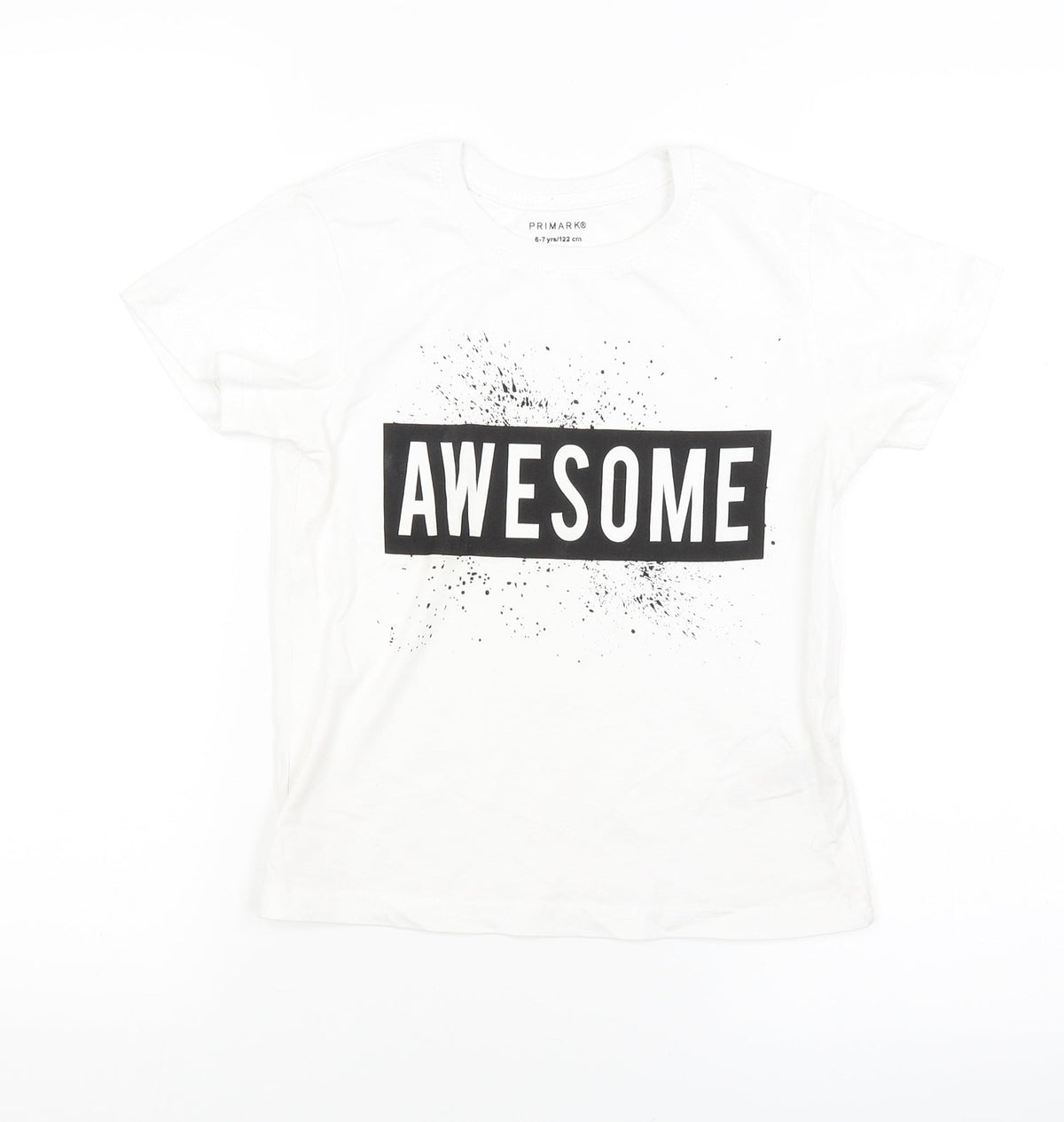 Primark Boys White   Basic T-Shirt Size 6-7 Years