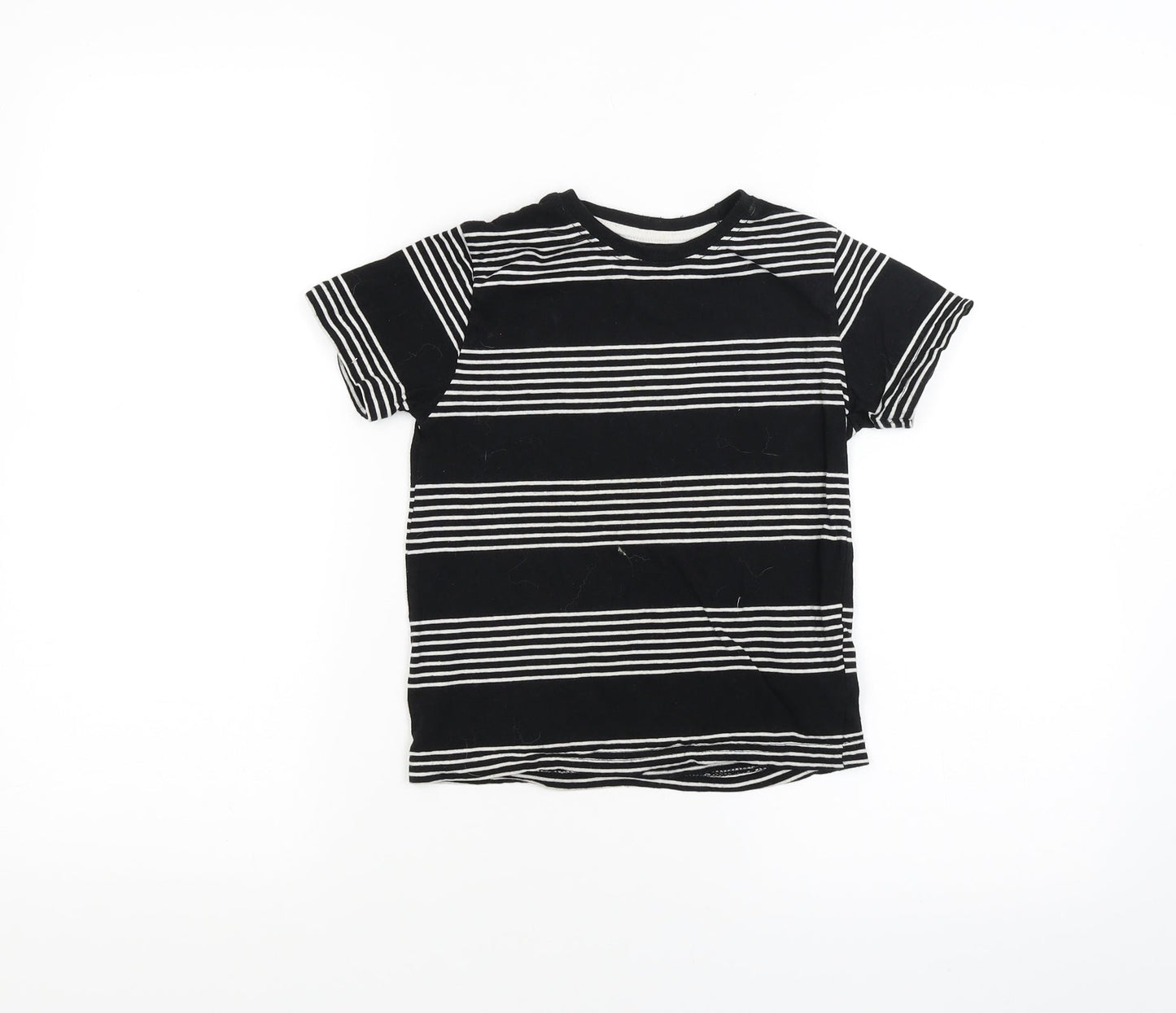 Rebel Boys Black Striped  Basic T-Shirt Size 5-6 Years