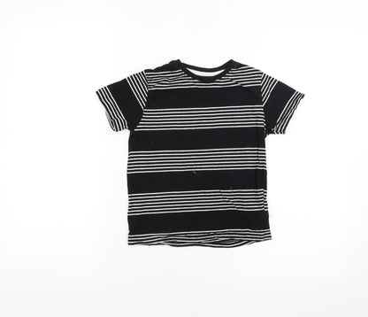 Rebel Boys Black Striped  Basic T-Shirt Size 5-6 Years
