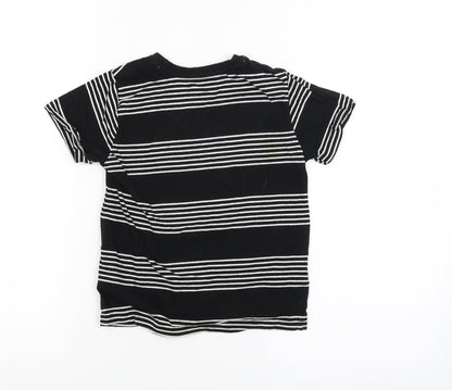 Rebel Boys Black Striped  Basic T-Shirt Size 5-6 Years