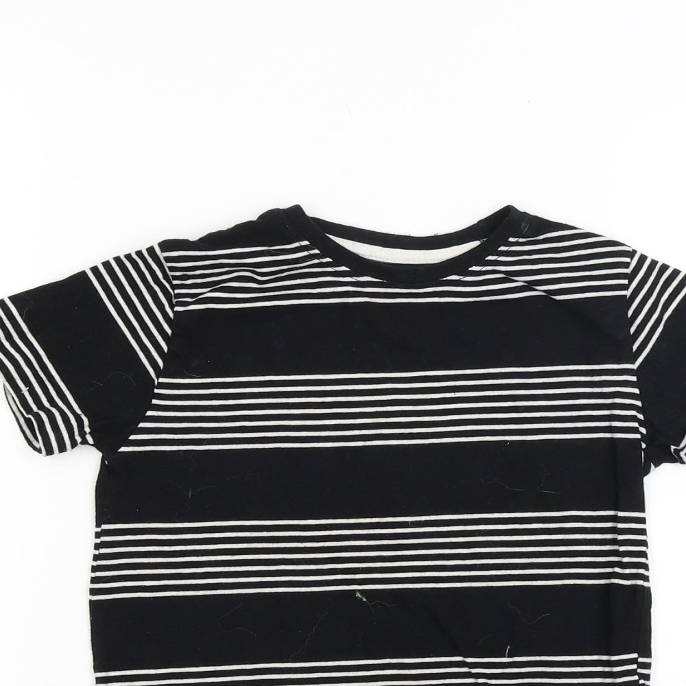 Rebel Boys Black Striped  Basic T-Shirt Size 5-6 Years