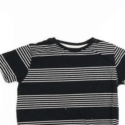 Rebel Boys Black Striped  Basic T-Shirt Size 5-6 Years