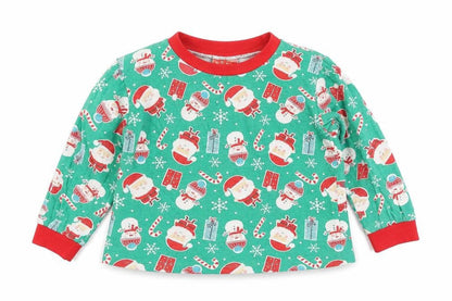 Front view of baby pyjamas boys’ green solid babydoll pyjama top, size 12-18, months