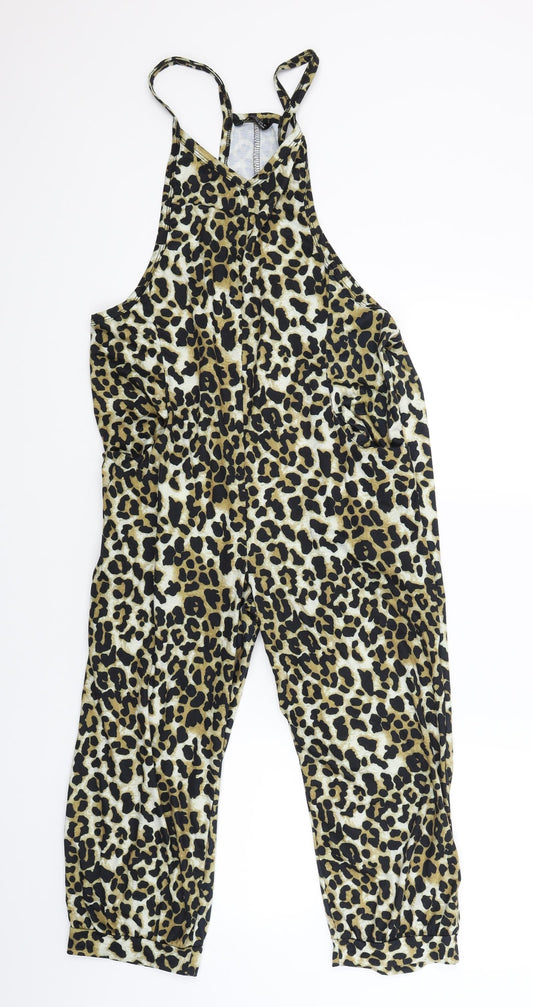 SheIn Womens Brown Animal Print  Playsuit One-Piece Size S