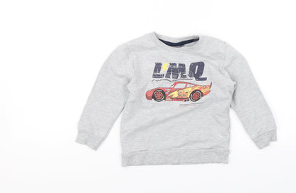 Preworn Boys Grey   Pullover Jumper Size 3 Years  - Car