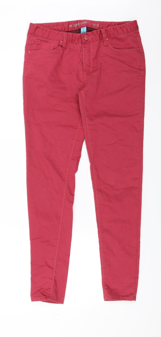 Denim & Co. Womens Red   Skinny Jeans Size 12 L27 in