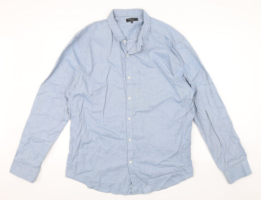 Mens UK Size 2XL New Look Blue  Button-Up Long Sleeve Casual Shirt