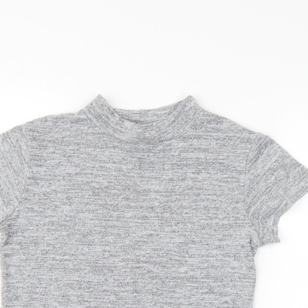 Womens UK Size 8 newlook Grey Cropped Blouse