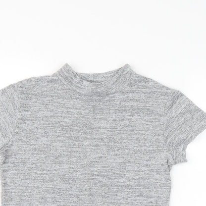 Womens UK Size 8 newlook Grey Cropped Blouse