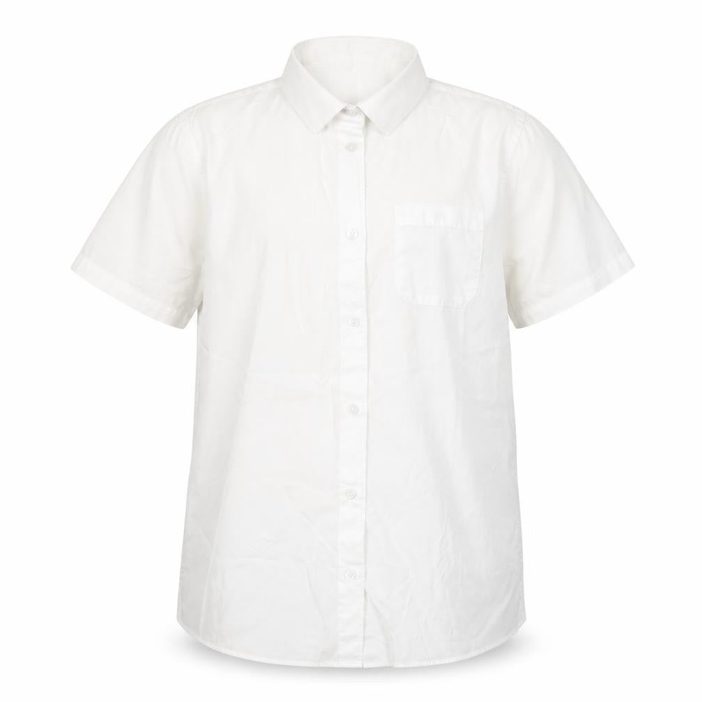 Front view of F&F girls’ white basic button-up, size 13-14, years