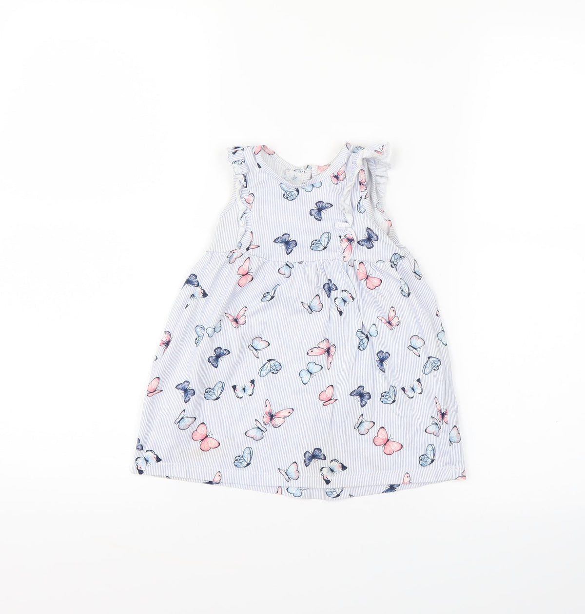 Additional front view of H&M Blue Striped A-Line, size 9-12, Months