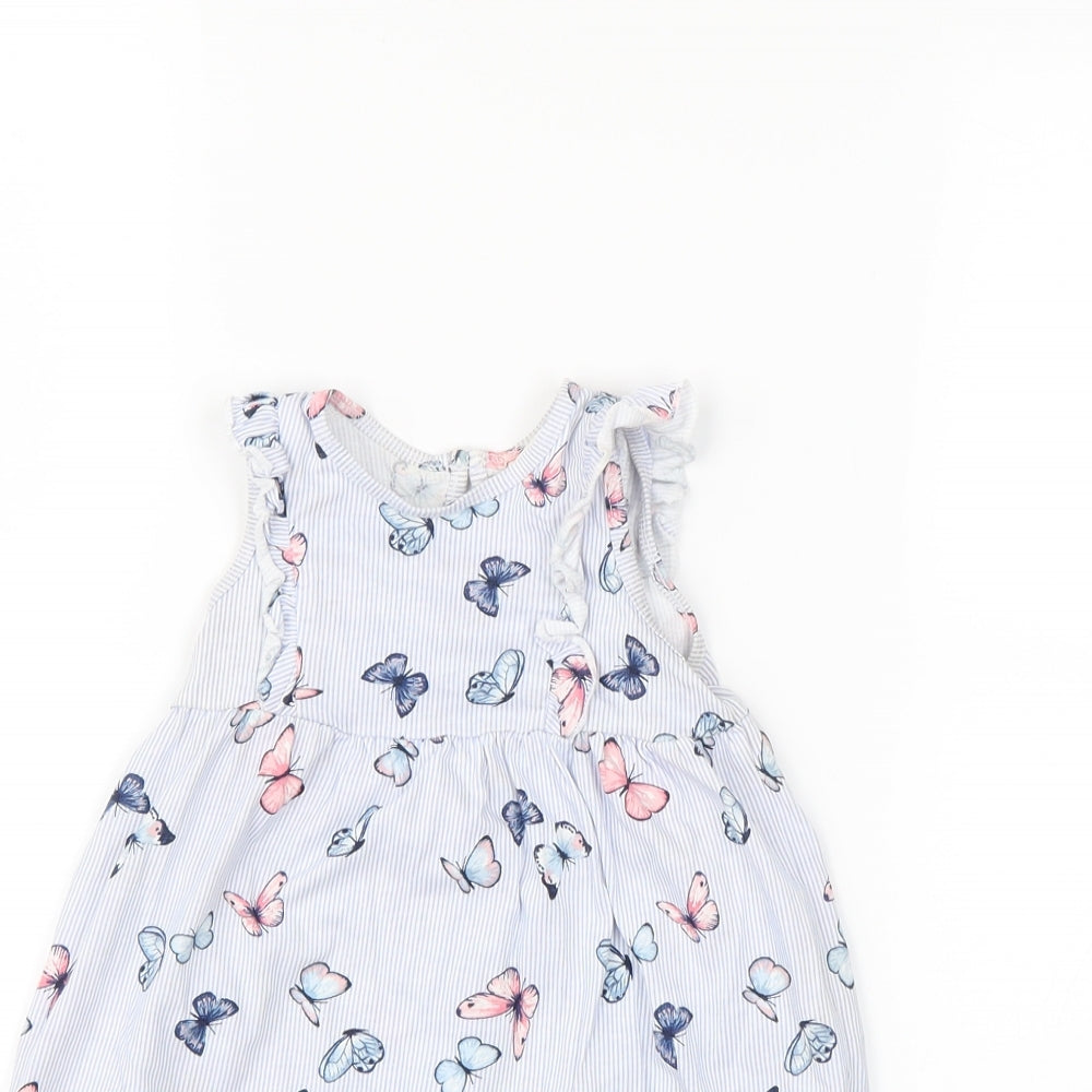 Close-up detail of H&M Blue Striped A-Line, size 9-12, Months