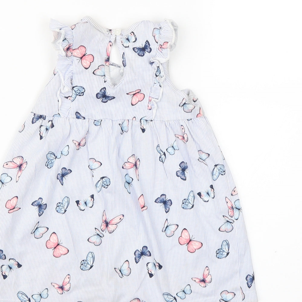Brand and care label for H&M Blue Striped A-Line, size 9-12, Months