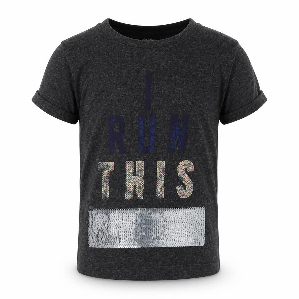 Front view of George girls’ grey basic t-shirt, size 2-3, years