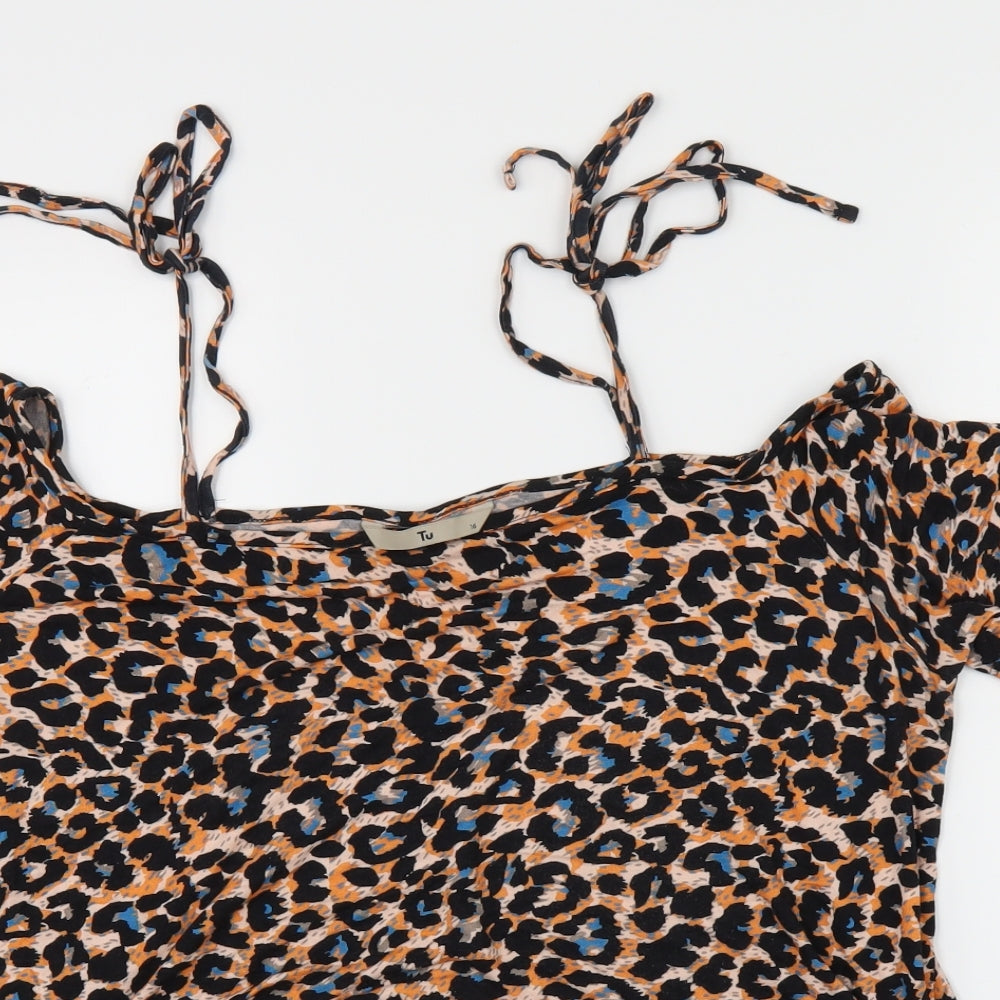 TU Womens Multicoloured Animal Print  Basic Blouse Size 16
