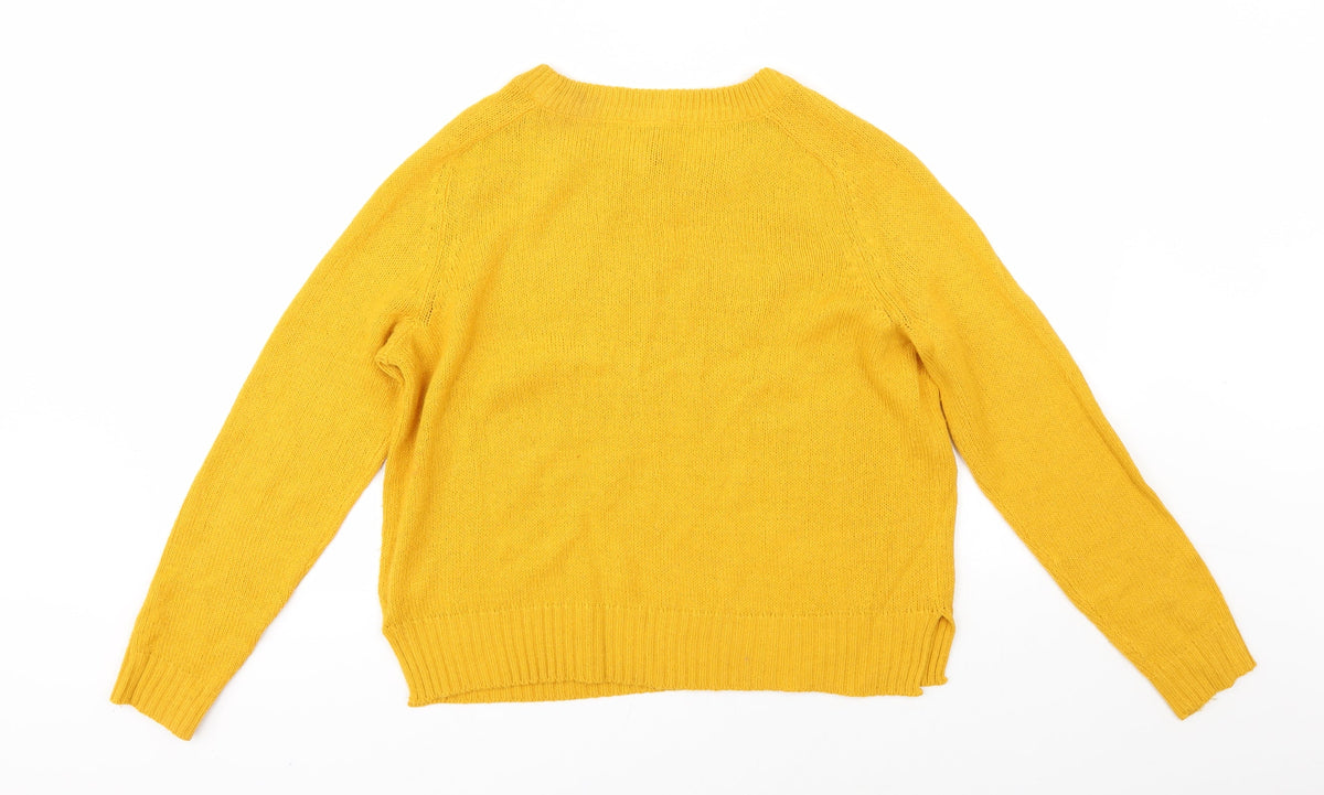 Divided Womens Yellow   Pullover Jumper Size S
