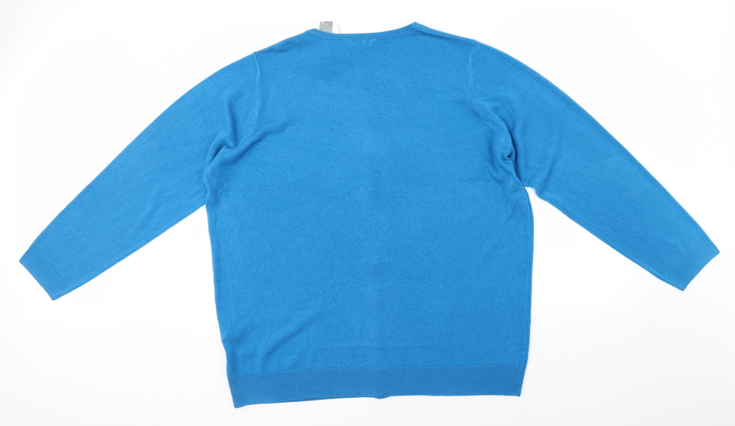 Love Knitwear Womens Blue  Knit Pullover Jumper Size 22