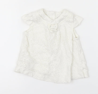 TU Girls White Floral  Basic T-Shirt Size Newborn