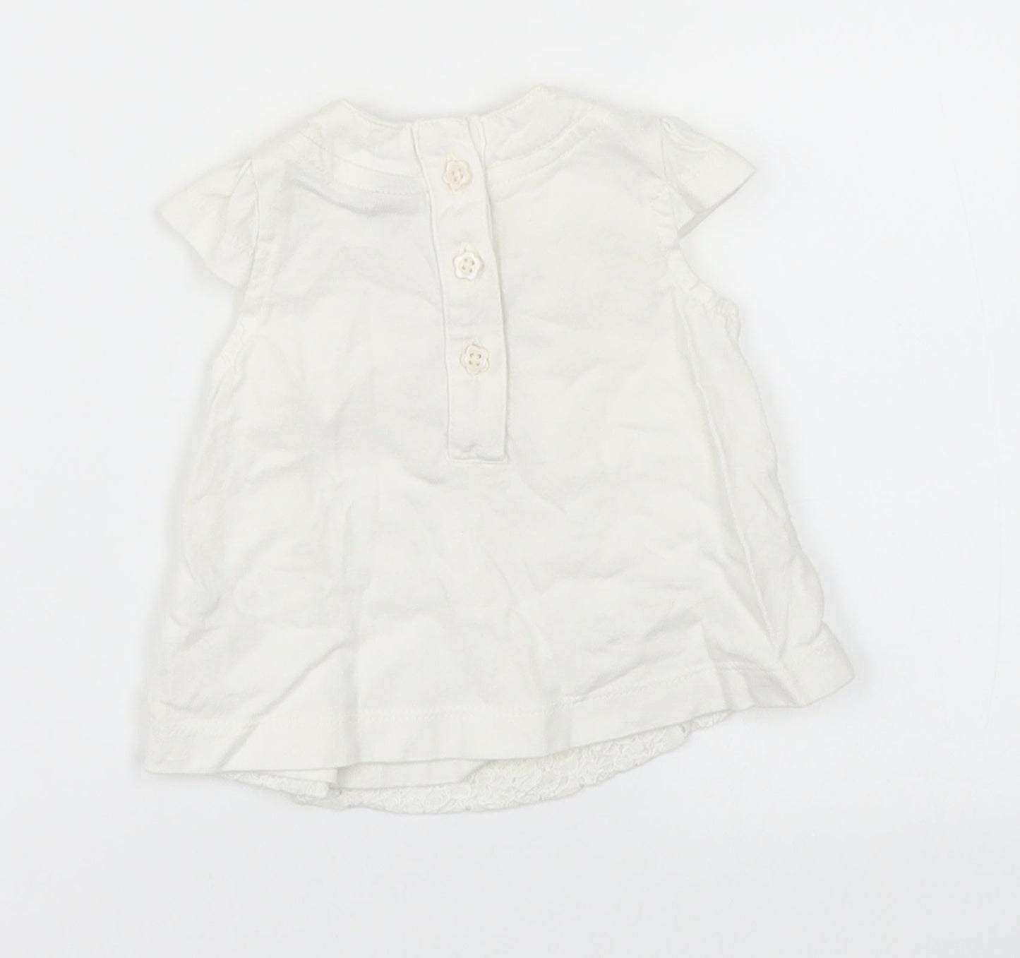 TU Girls White Floral  Basic T-Shirt Size Newborn