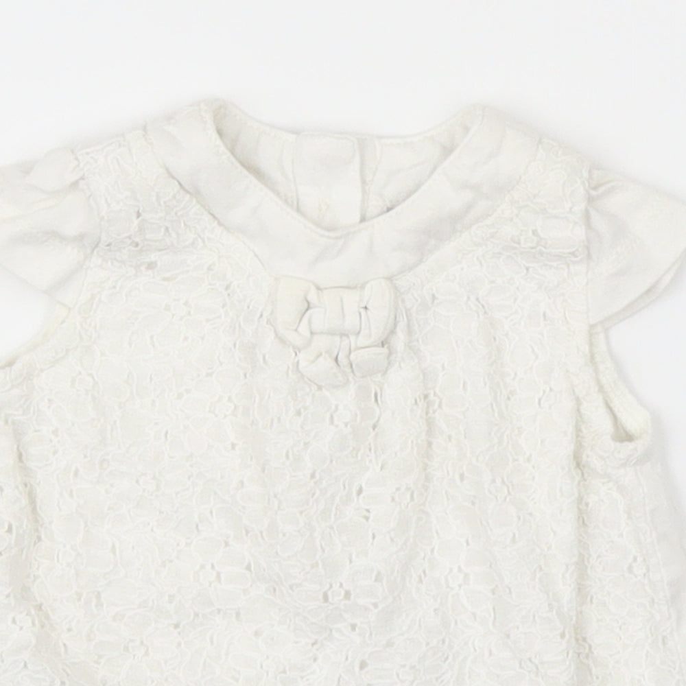 TU Girls White Floral  Basic T-Shirt Size Newborn