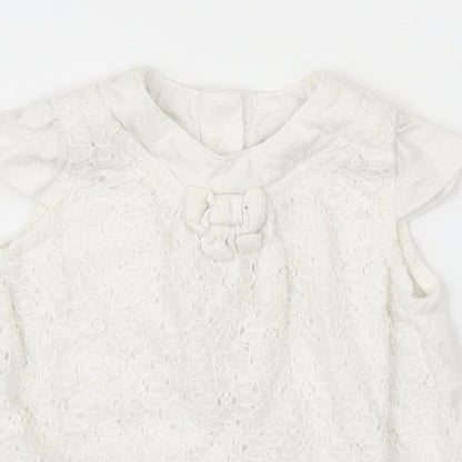TU Girls White Floral  Basic T-Shirt Size Newborn