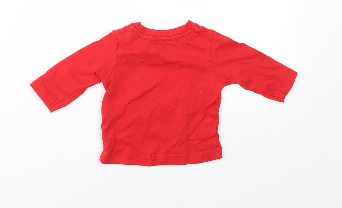 Back view of Nutmeg Baby Red Basic T-Shirt, size 0-3, Months - christmas