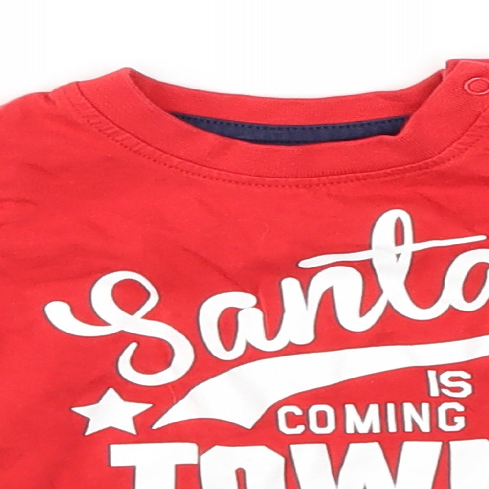 Close-up detail of Nutmeg Baby Red Basic T-Shirt, size 0-3, Months - christmas